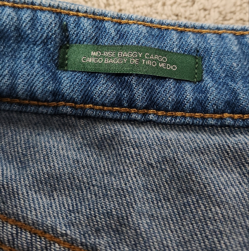 Wild Fable Women's Mid Rise Wide Leg Cargo Baggy Pants Medium Wash Size 2/31" - Picture 16 of 16